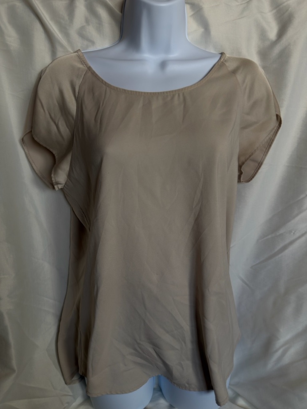 Express Women’s Short Sleeve Scoop Neck Blouse - Beige